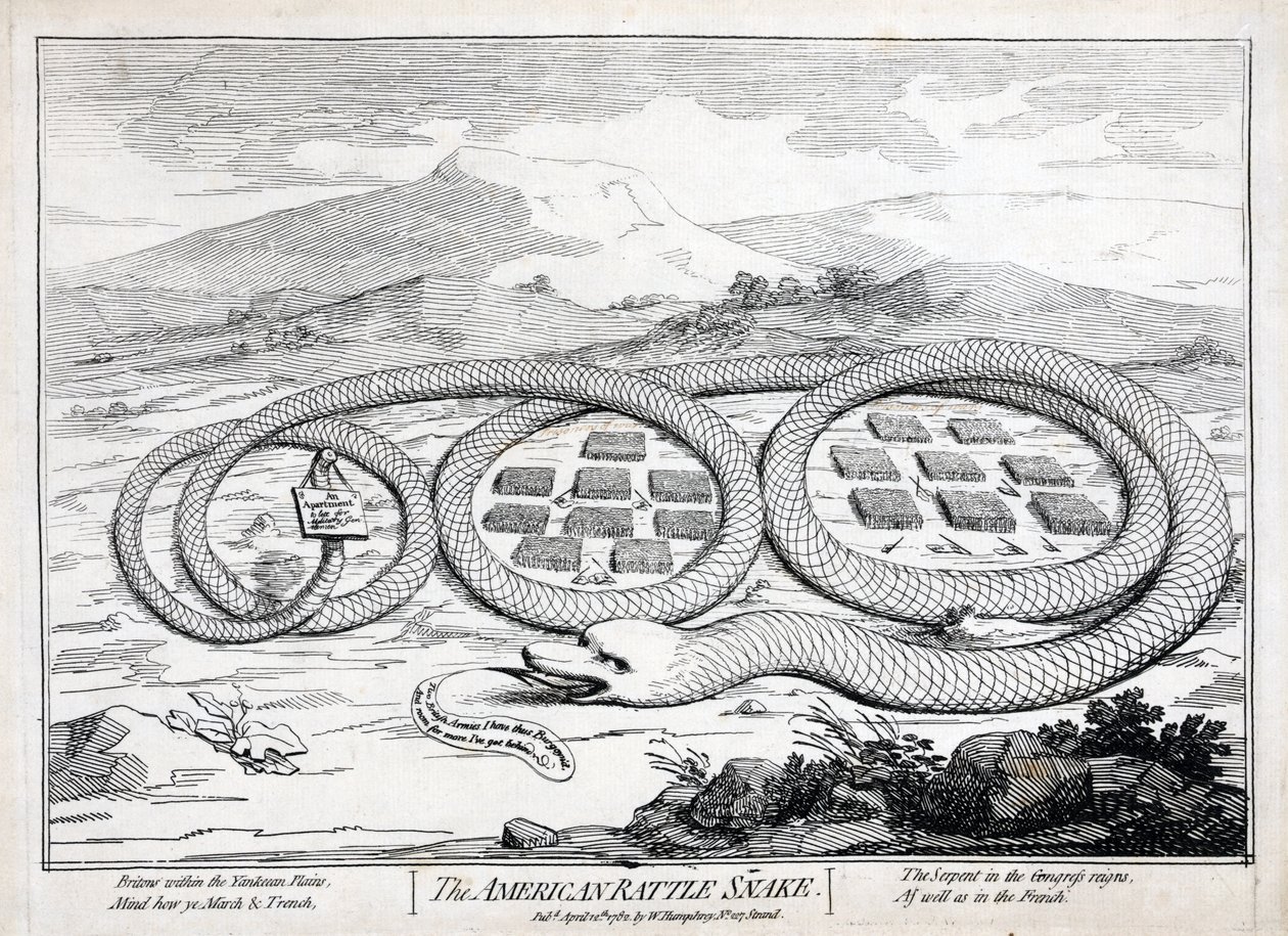 Die amerikanische Klapperschlange, 1782 von James Gillray