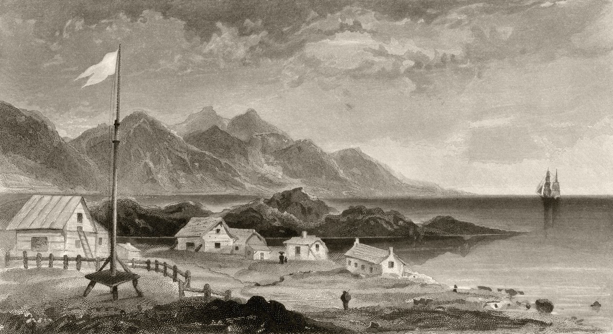 Fiskenaes vom Haus des Gouverneurs, graviert von A.W. Graham, aus 