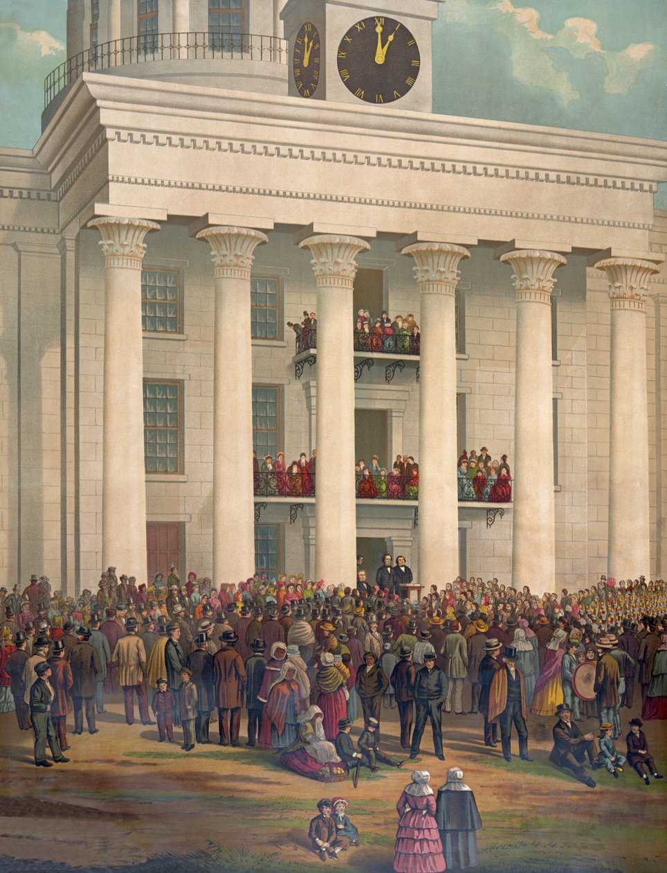 Der Ausgangspunkt des großen Krieges zwischen den Staaten, Amtseinführung von Jefferson Davis, Montgomery, Alabama, 18. Februar 1861, veröffentlicht 1878 von James Massalon