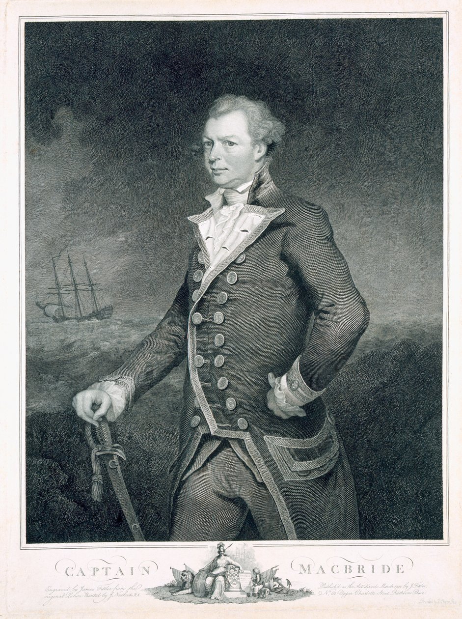 Porträt von Admiral John Macbride (gest. 1800), graviert von James Fittler, 1792 von James Northcote