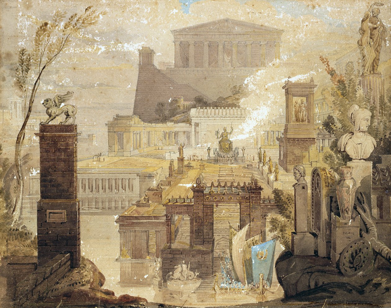 Eine Rekonstruktion der Architektur des antiken Athen, ca. 1830 von James Pennathorne
