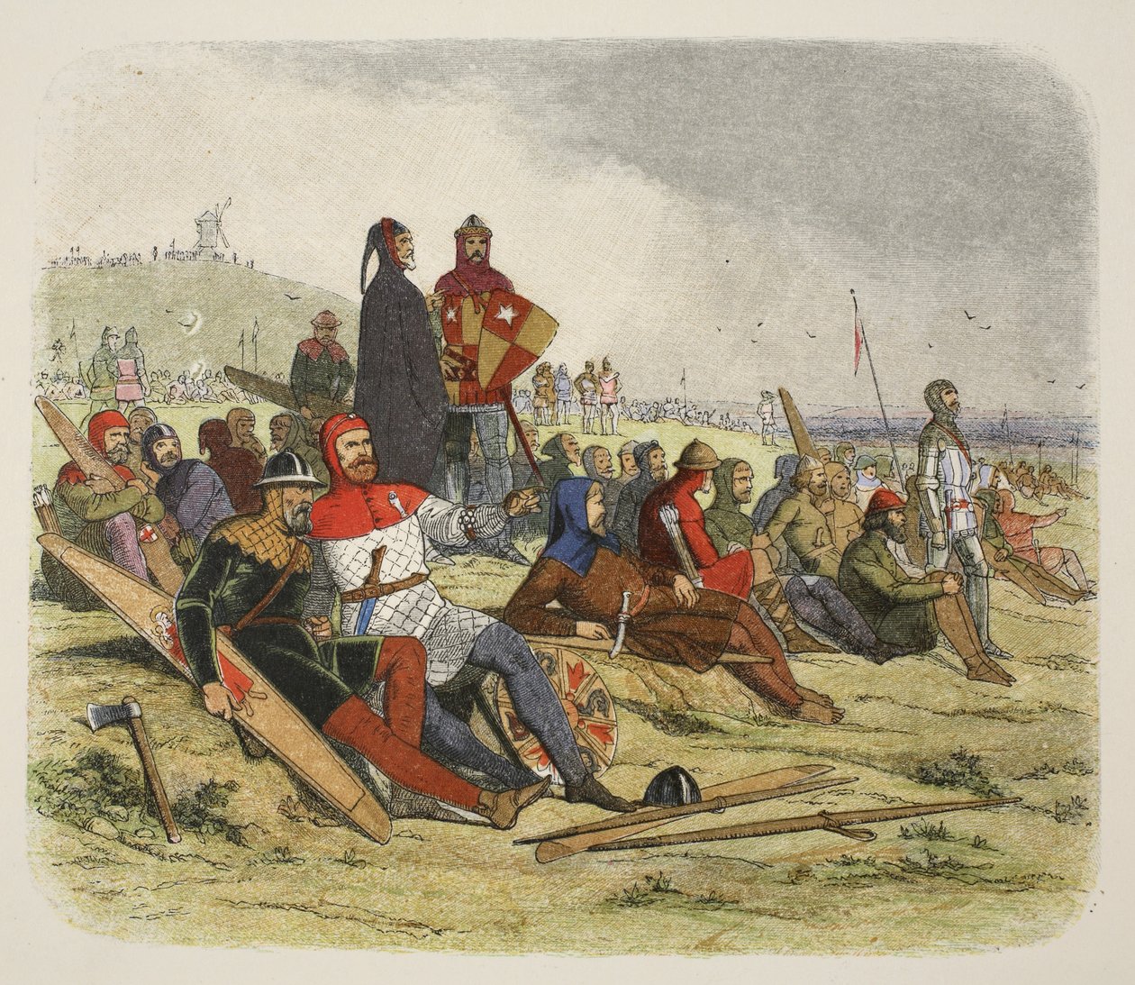 Die Engländer warten auf die Franzosen bei Crécy, aus A Chronicle of England BC 55 to AD 1485, veröffentlicht in London, 1863 von James William Edmund Doyle