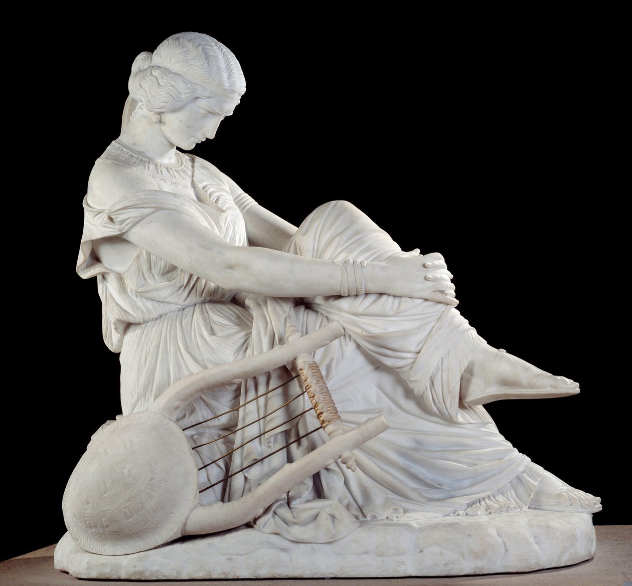 Sappho (oder Sappho, 7. Jahrhundert v. Chr.), griechische Dichterin der Antike. Marmorskulptur von James Pradier (1790-1852) von James Pradier