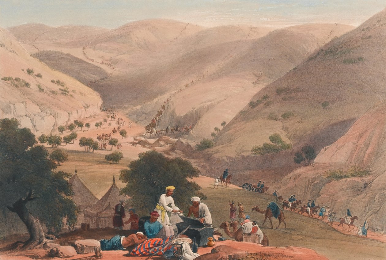Der dritte Abstieg des Koojah-Passes, ca. 1839 von James (after) Atkinson