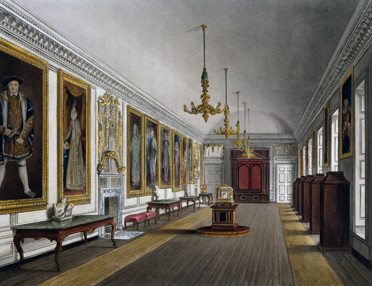 Königliche Galerie, Gravur von Thomas Sutherland (1785-1838), basierend auf einem Entwurf von James Stephanoff (ca. 1788-1874), aus The History of the Royal Residences von James (after) Stephanoff