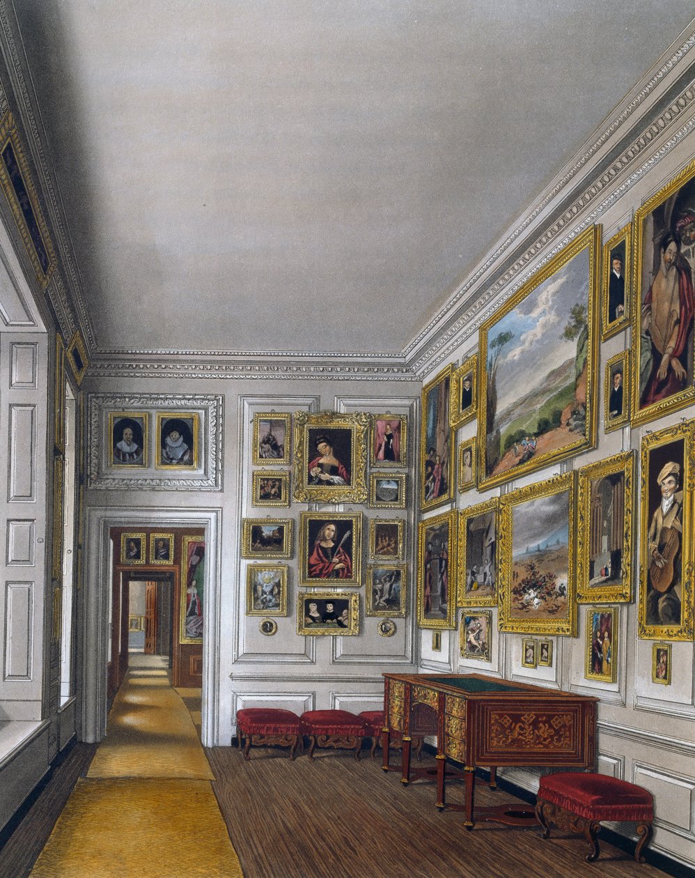 Rückzugsraum der Königin, Gravur von William James Bennett, basierend auf einem Entwurf von James Stephanoff, aus The History of the Royal Residences von James (after) Stephanoff