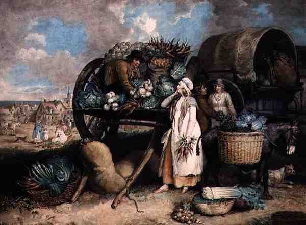 Ein Gemüsemarkt, graviert von William Ward von James (after) Ward