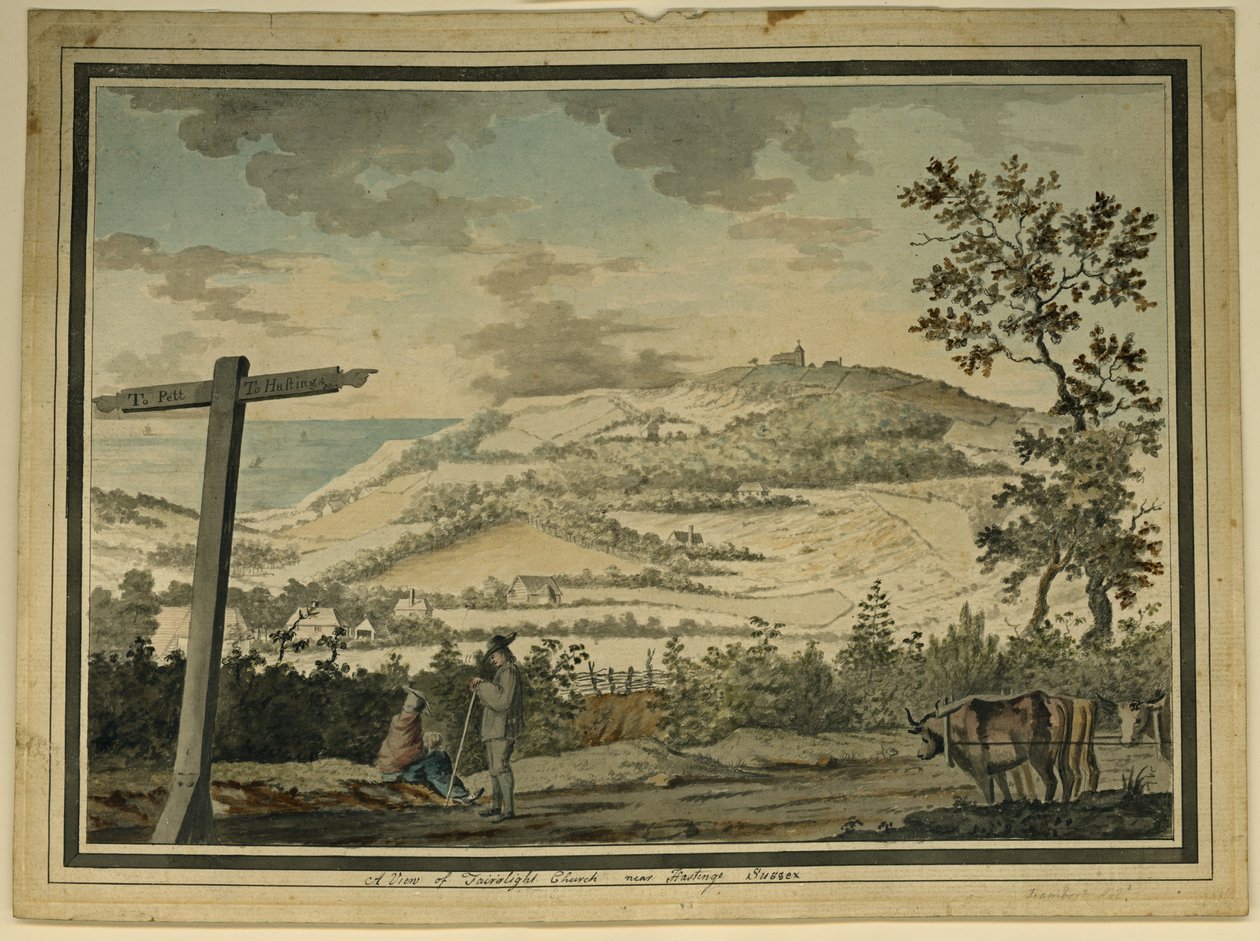 Ansicht der Fairlight-Kirche, nahe Hastings, Sussex von James (attr. to) Lambert