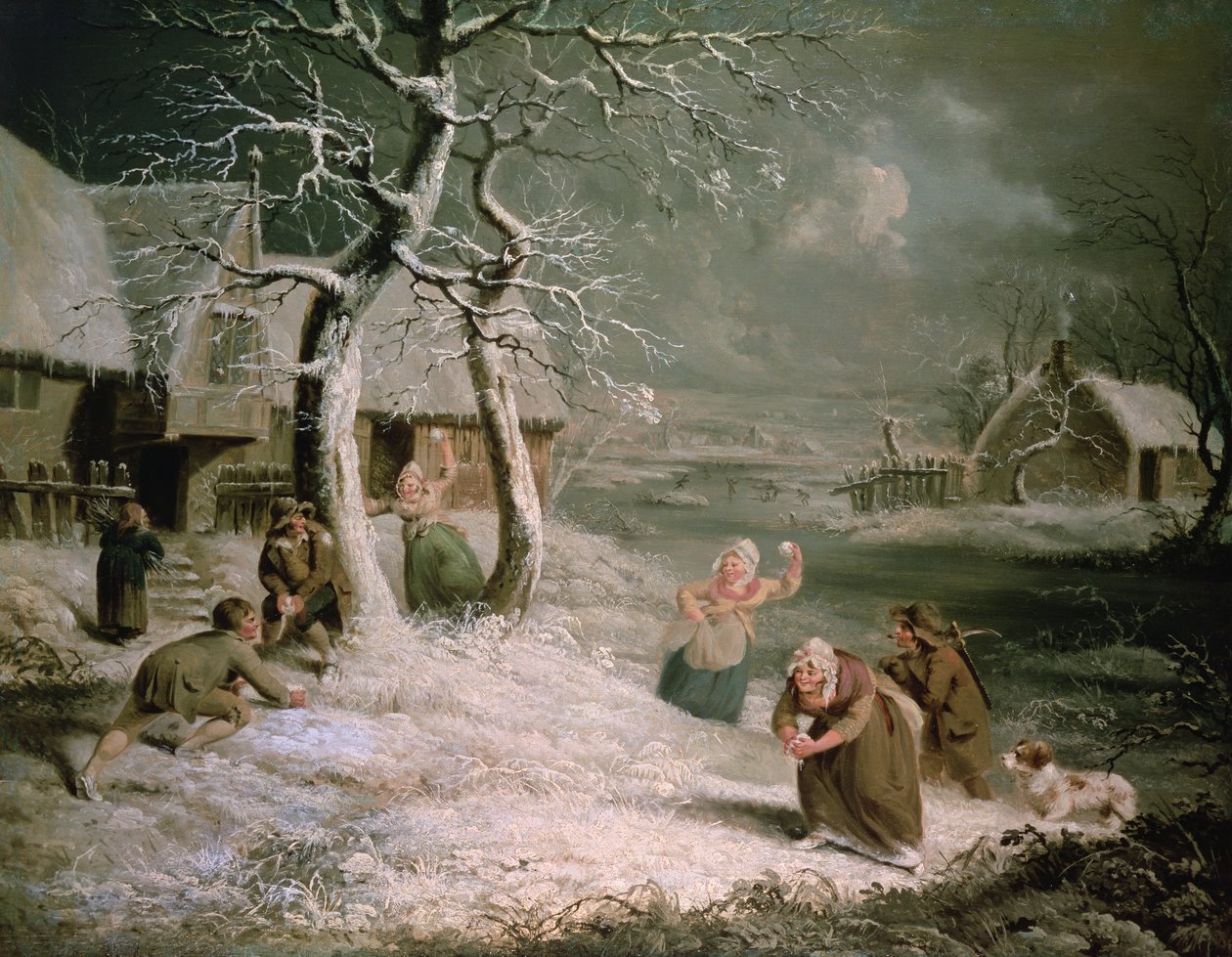 Bauern beim Schneeballwerfen, ca. 1790 von James (attr. to) Ward