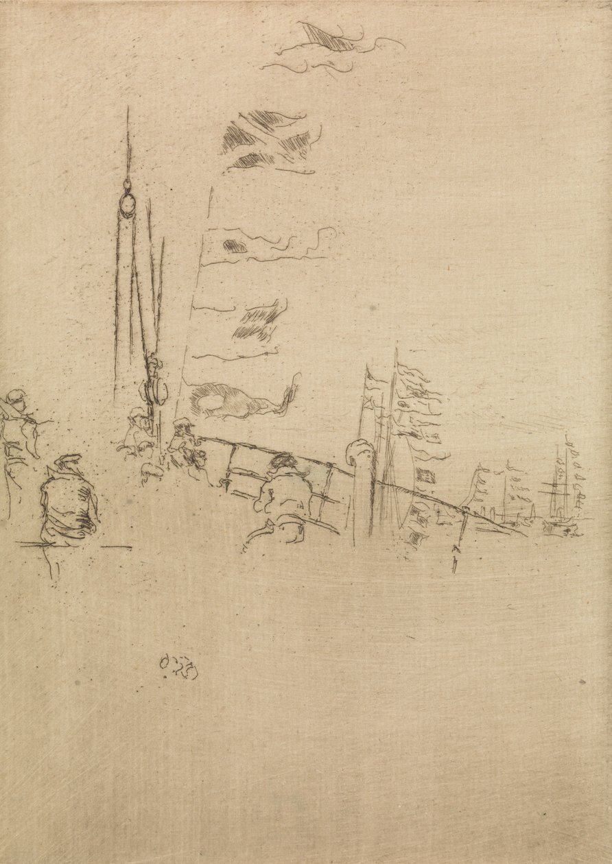 Flaggen, aus einer Serie von zwölf Radierungen mit dem Titel Die Marineparade, 1887 von James Abbott McNeill Whistler