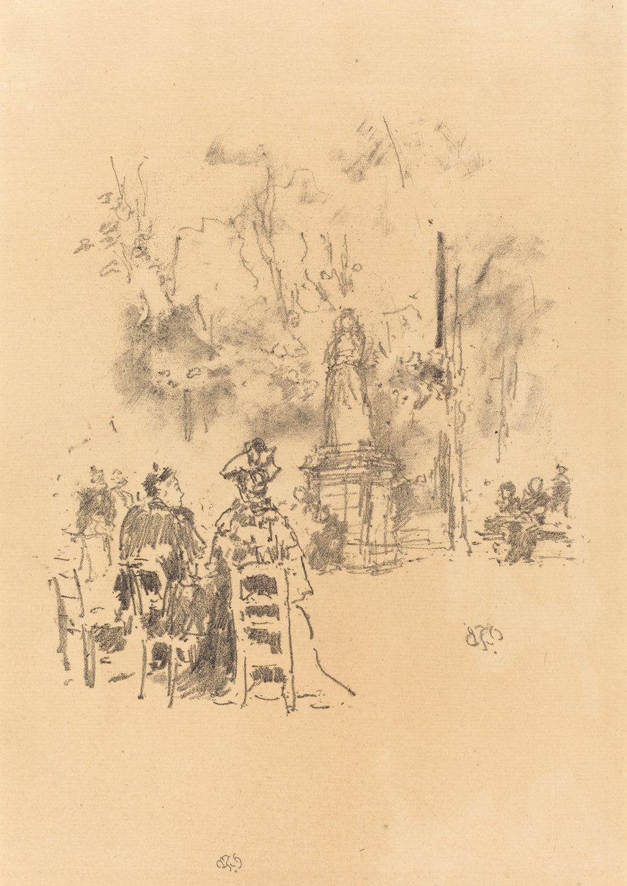 Gespräch unter der Statue, Jardin du Luxembourg, 1893 von James Abbott McNeill Whistler