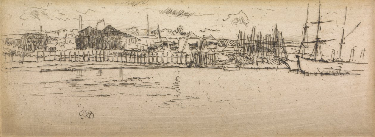 Trockendock, Southampton, aus einer Serie von zwölf Radierungen mit dem Titel Die Marineparade, 1887 von James Abbott McNeill Whistler