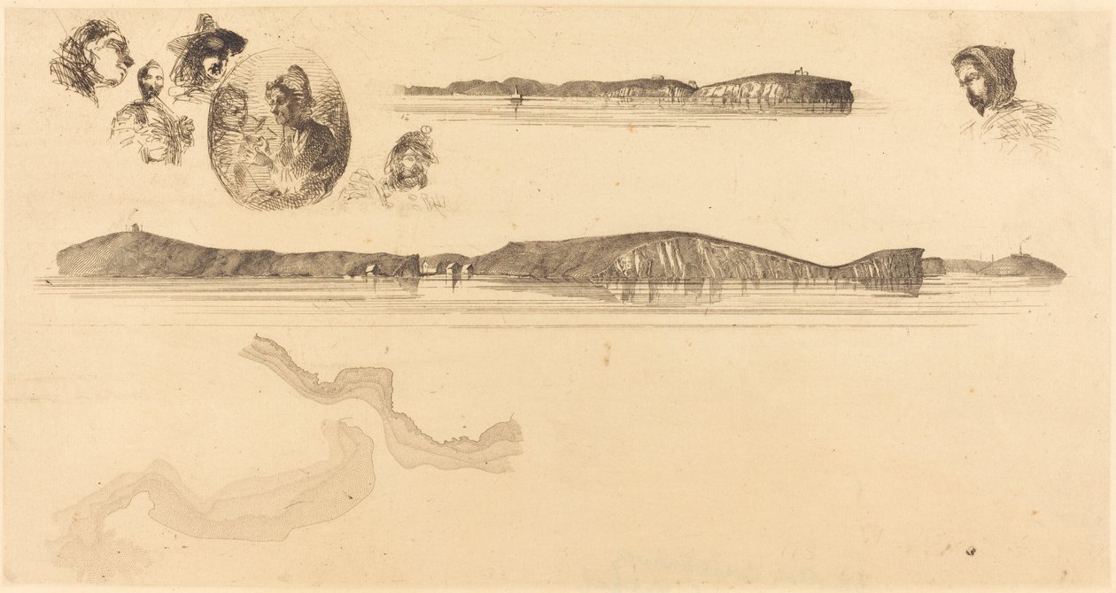 Skizzen auf der Küstenvermessungsplatte, 1854-1855 von James Abbott McNeill Whistler