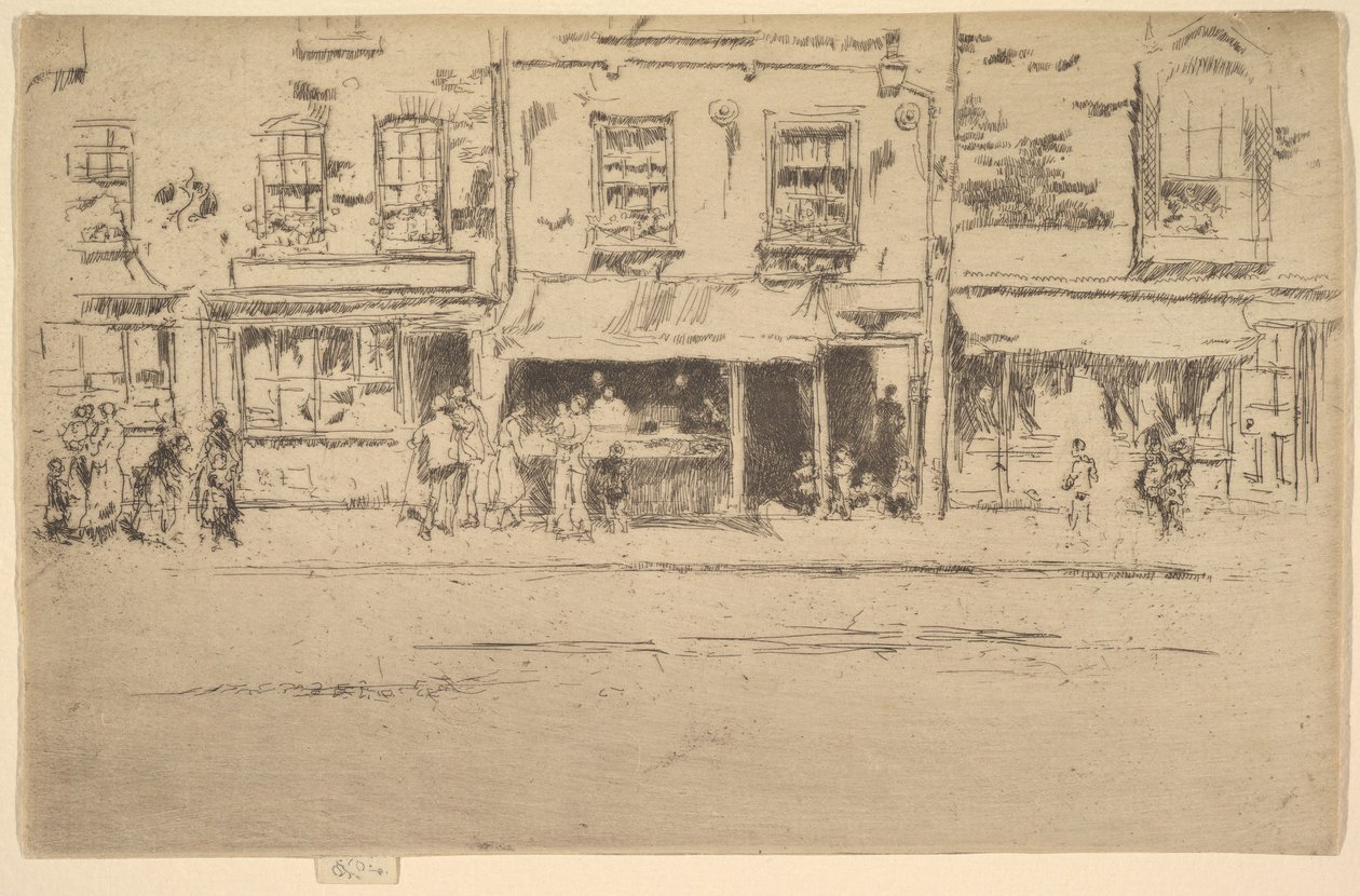 Der Fischladen, belebter Chelsea-Fischladen, Chelsea, 1886-87 von James Abbott McNeill Whistler