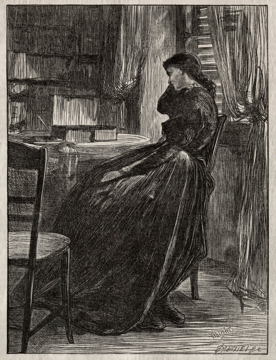 Die Probepredigt: Joanna Douglas an ihrem Schreibtisch, 1862 von James Abbott McNeill Whistler