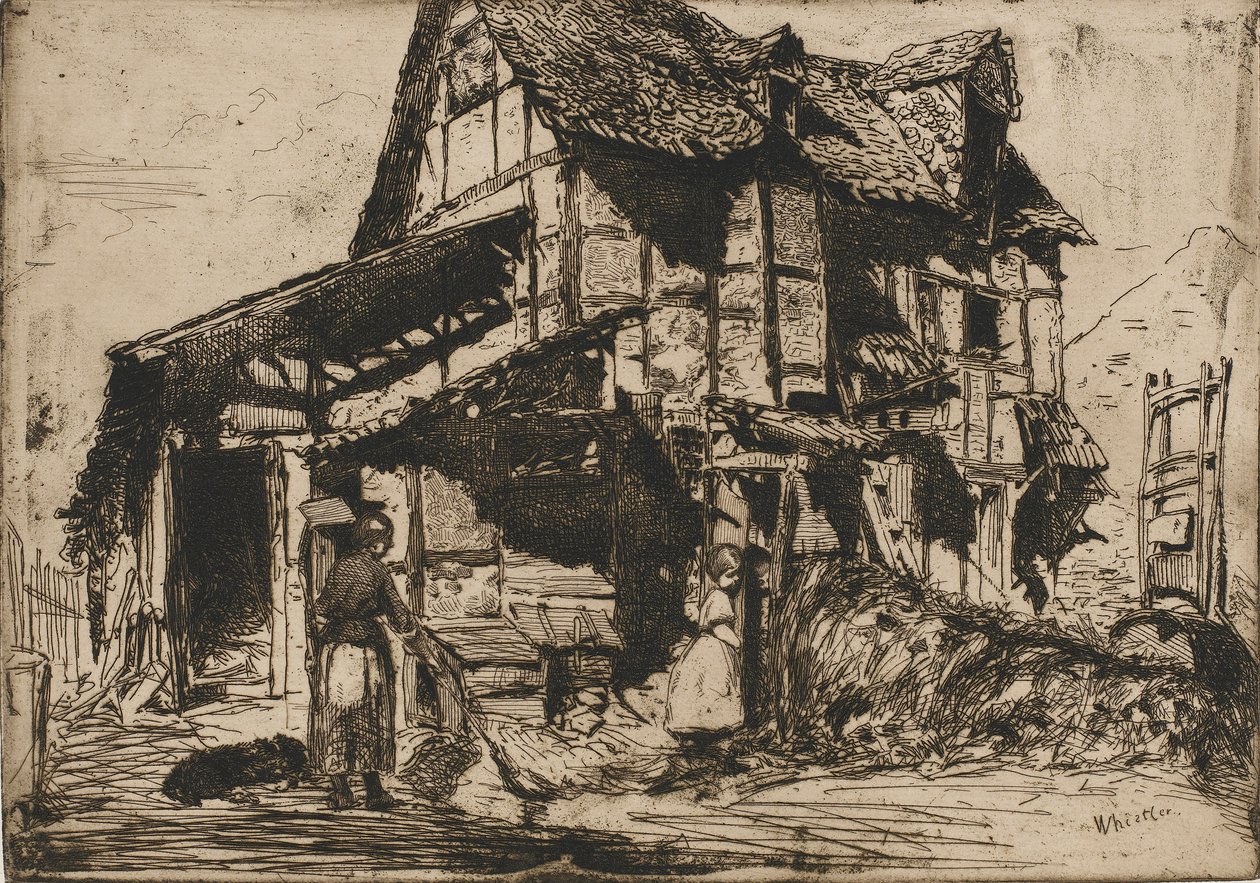 Das unsichere Mietshaus. Eine der zwölf Radierungen aus der Natur. Das französische Set, 1858 von James Abbott McNeill Whistler