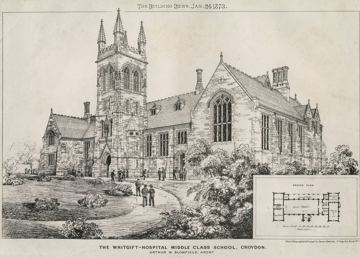 Das Whitgift Hospital Middle Class School, Croydon, 1873 von James Akerman