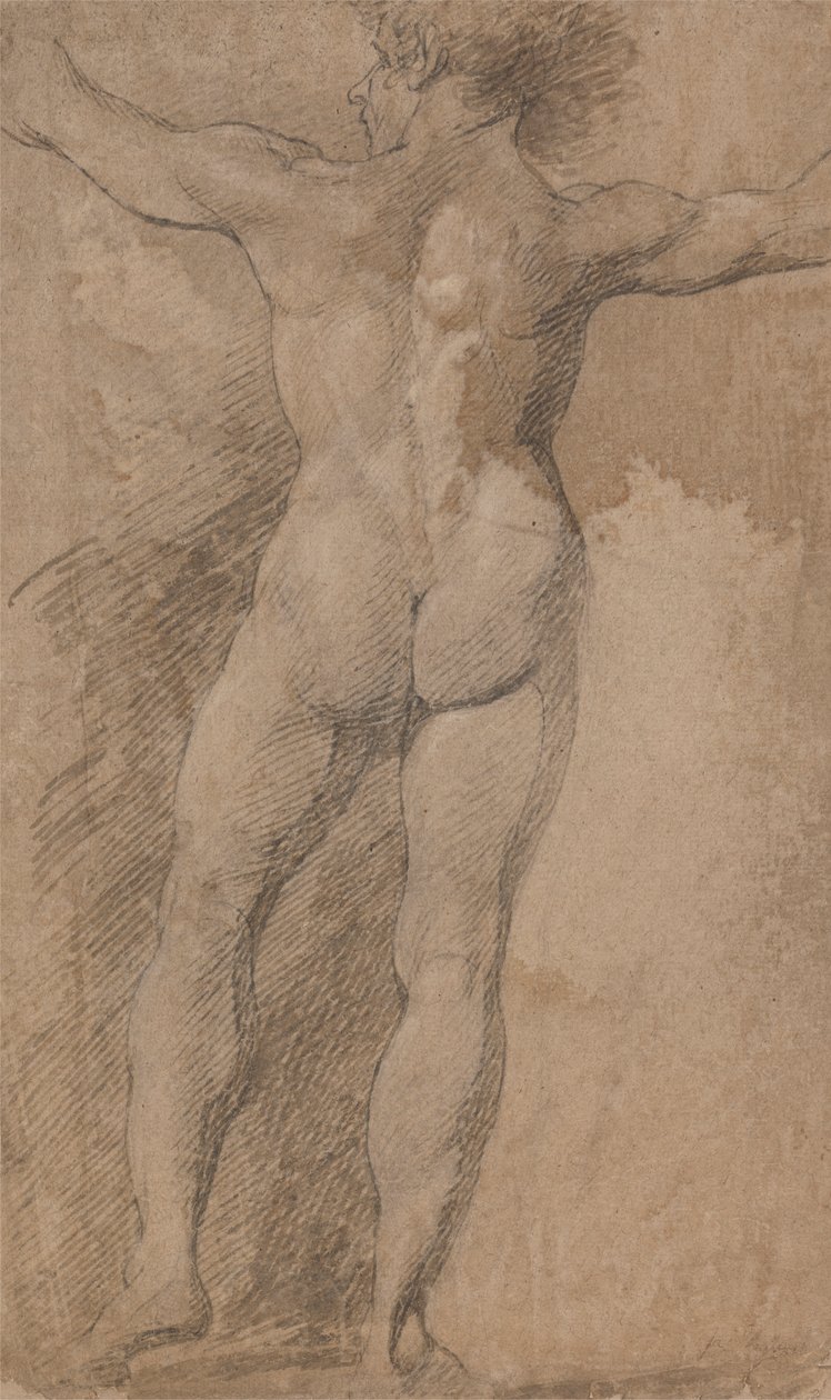 Mann mit weit ausgestreckten Armen von hinten gesehen von James Barry
