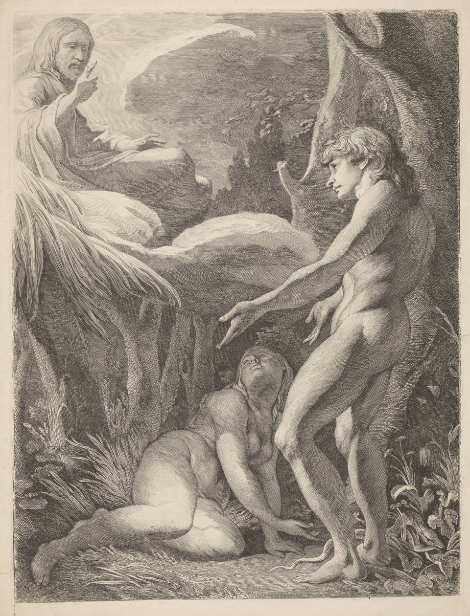 Die Entdeckung von Adam und Eva nach dem Sündenfall von James Barry