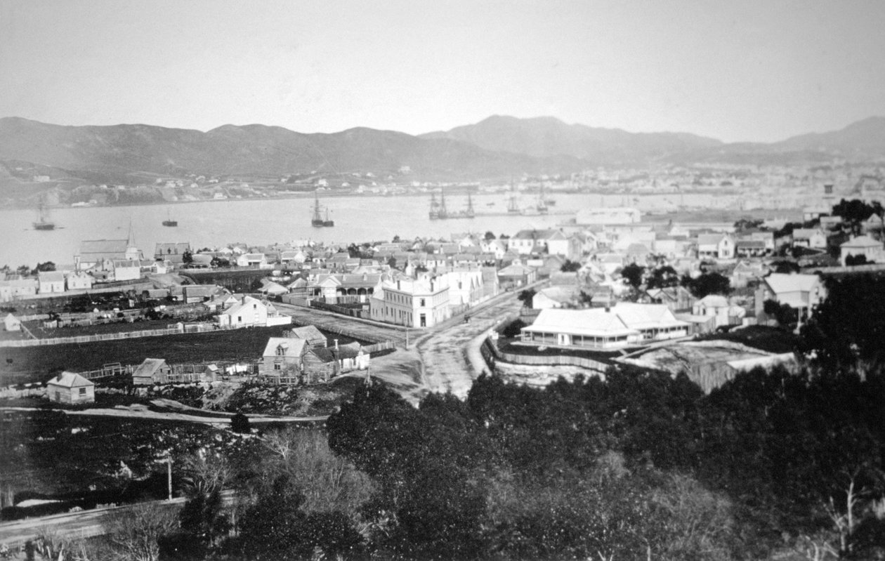 Lambton Harbour und Queens Wharf, Wellington, Neuseeland, 1870 von James Bragge