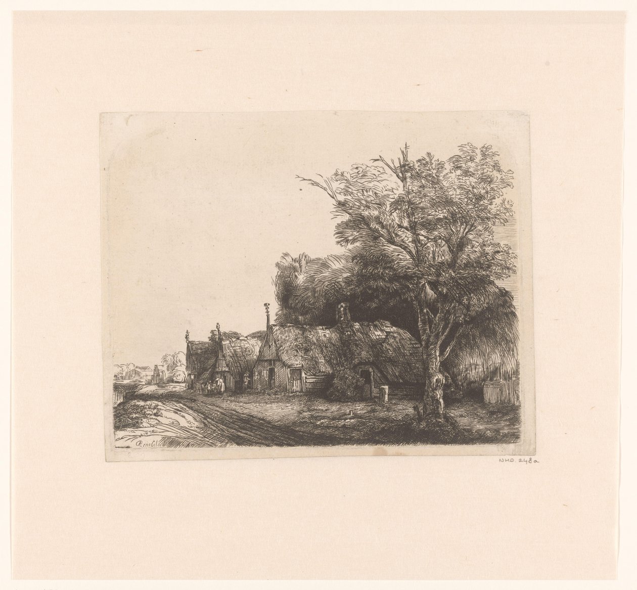 Landschaft mit drei giebelständigen Häusern an einer Straße von James Bretherton