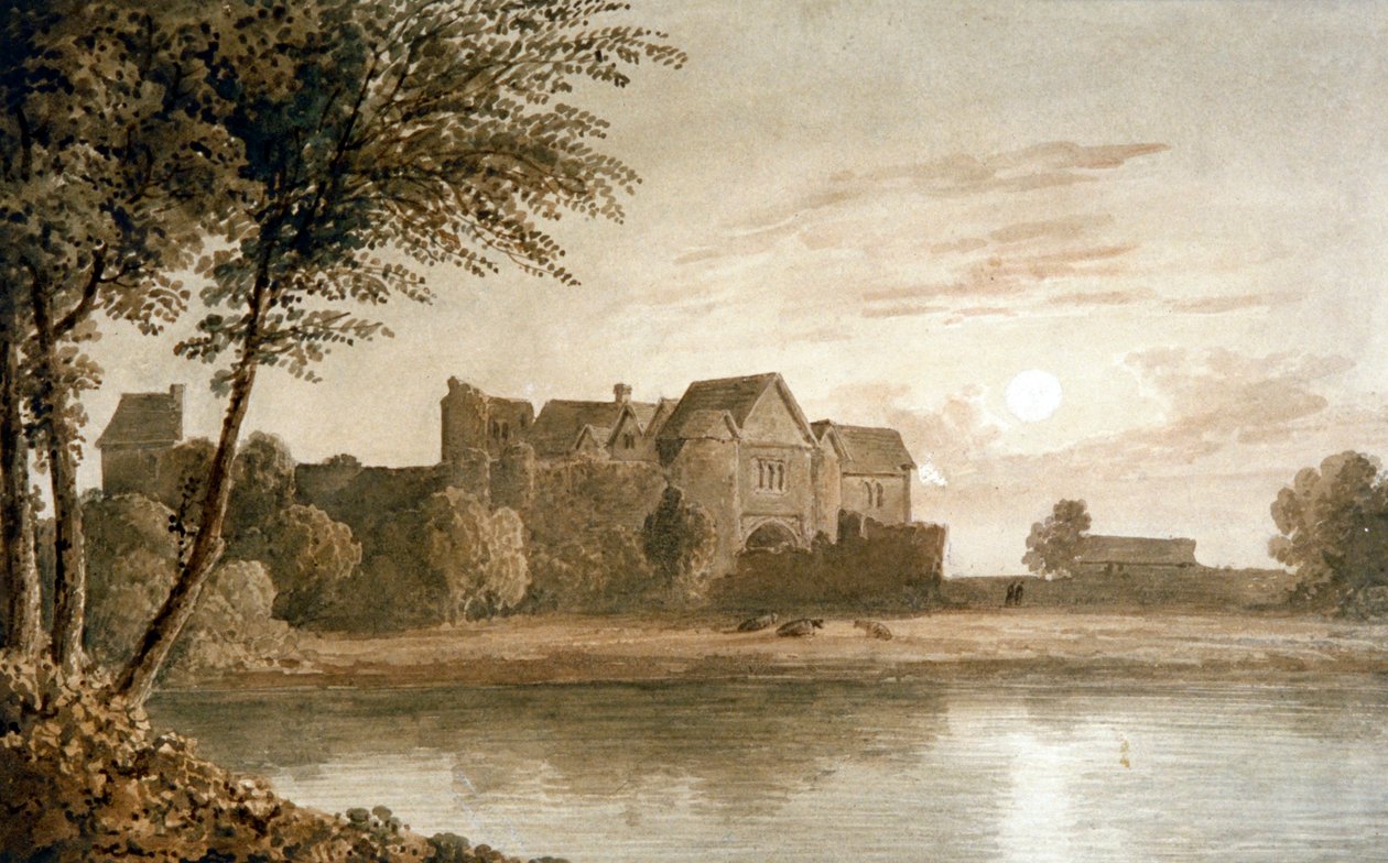 Allington Castle, bei Maidstone, Mondschein, 19. Jahrhundert von James Duffield Harding