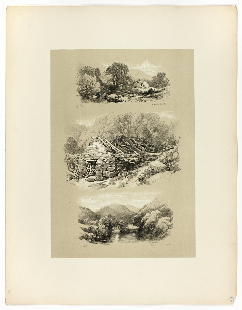 Pandy-Mühle, Church Pool und ein weiteres Thema, aus Picturesque Selections von James Duffield Harding