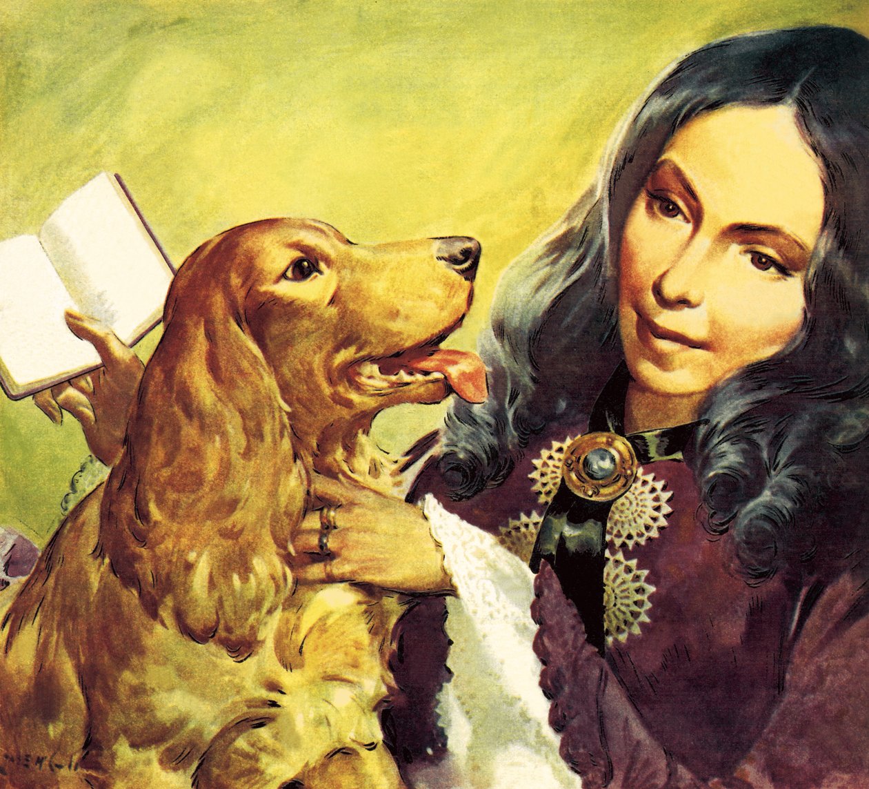 Elizabeth Barrett Browning und ihr Cocker Spaniel Flush von James Edwin McConnell