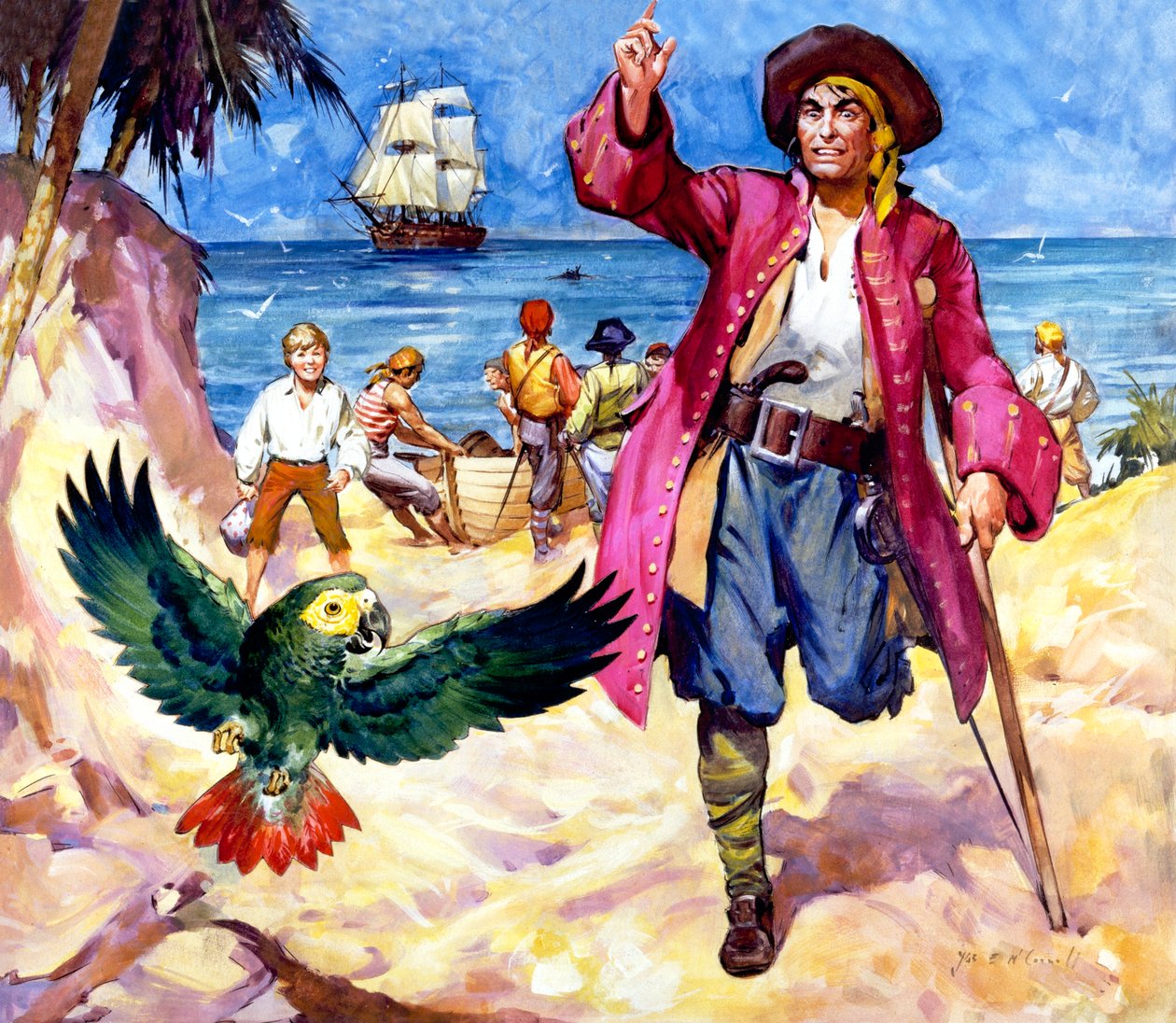 Long John Silver und sein Papagei von James Edwin McConnell