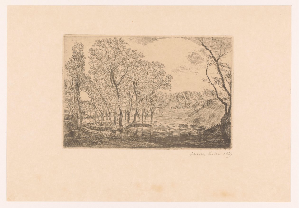 Landschaft mit Pappeln am Wasser von James Ensor