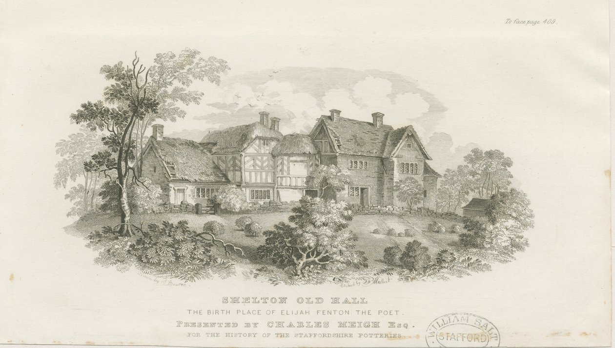 Shelton Old Hall (Stahlstich) von James Flewitt Mullock