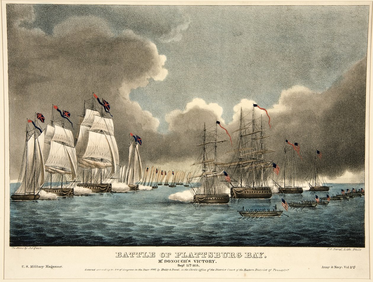 Schlacht von der Plattsburg Bay: McDonoughs Sieg, veröffentlicht 1840 von James Fuller Queen