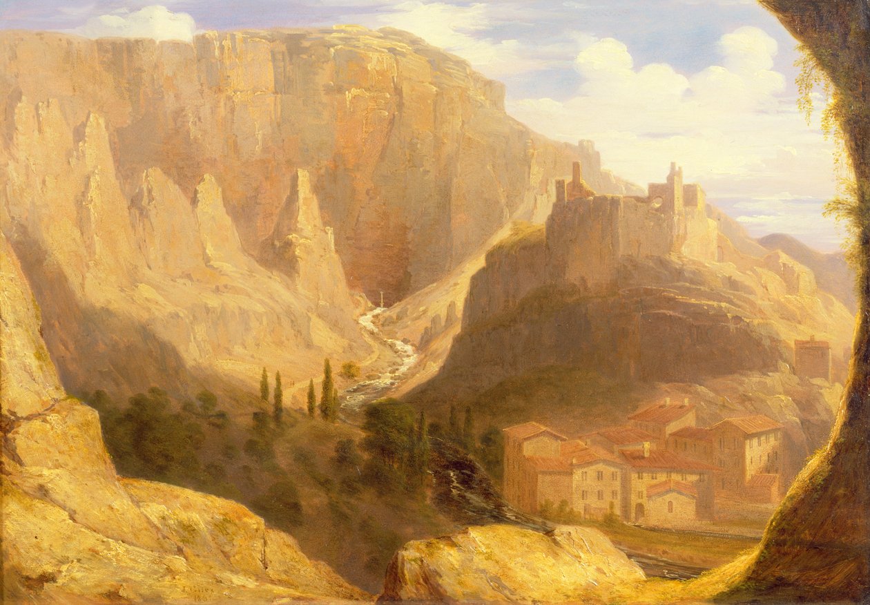Hügelstadt in Italien, 1831 von James Giles