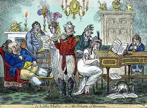 Eine kleine Musik oder die Freuden der Harmonie, veröffentlicht von Hannah Humphrey von James Gillray