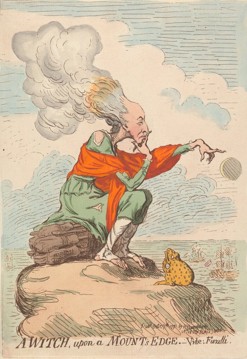 Eine Hexe, am Rand eines Berges - Vide: Fuzelli von James Gillray