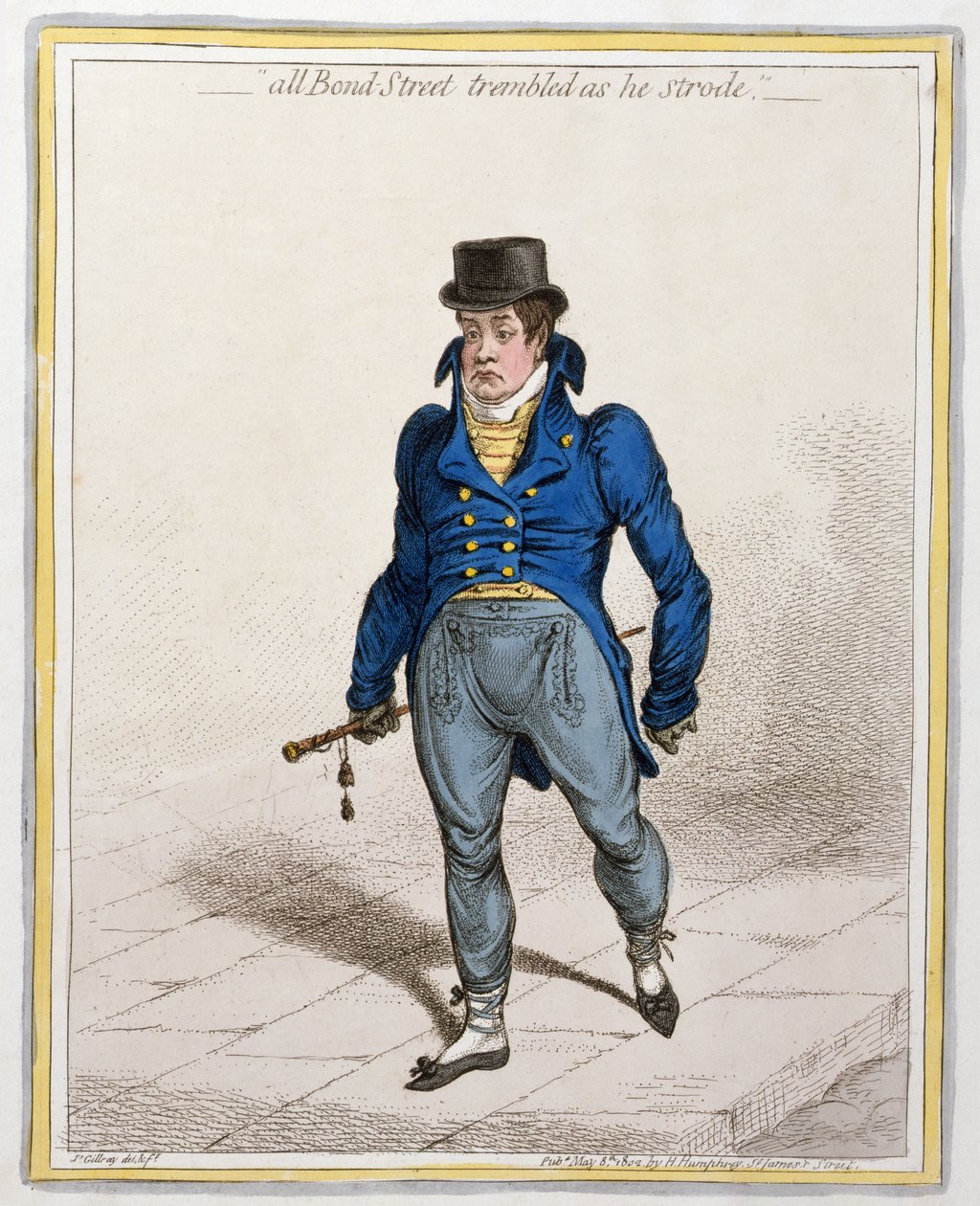 Ganz Bond Street zitterte, als er schritt, veröffentlicht von Hannah Humphrey, 1802 von James Gillray