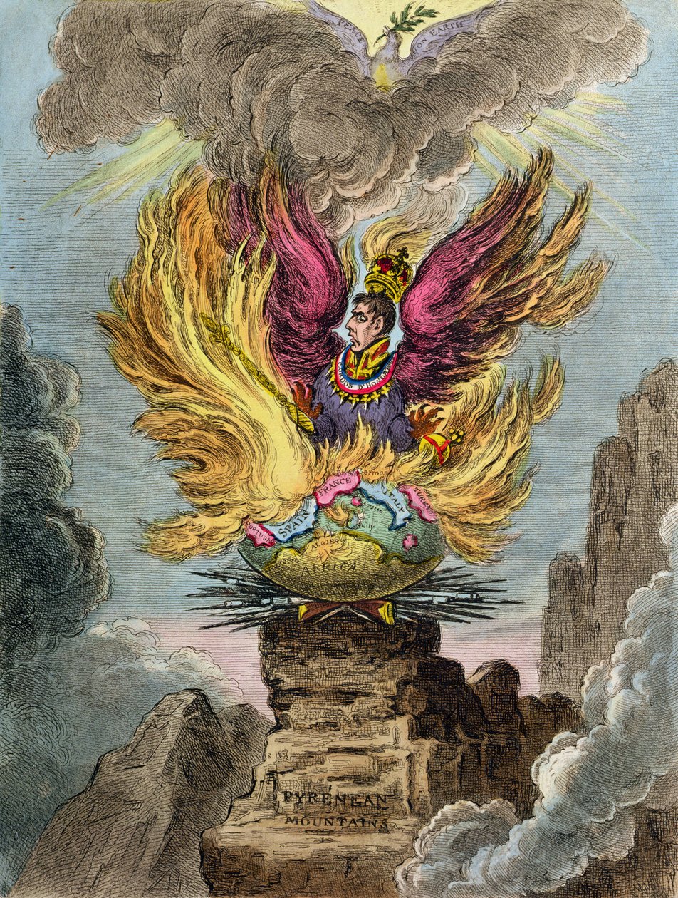 Apotheose des korsischen Phönix, veröffentlicht von Hannah Humphrey im Jahr 1808 von James Gillray