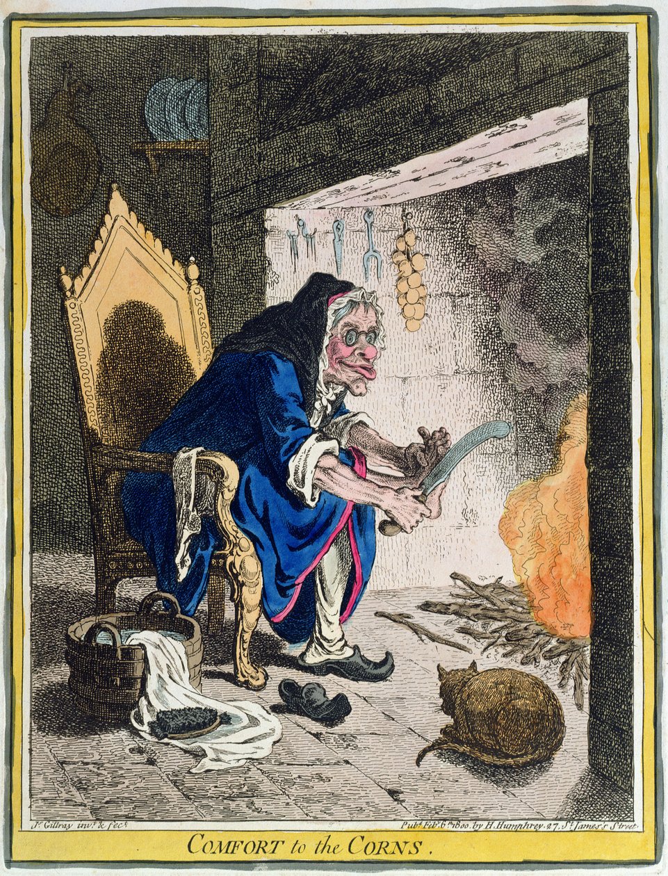 Comfort to the Corns, veröffentlicht von Hannah Humphrey, 1800 von James Gillray