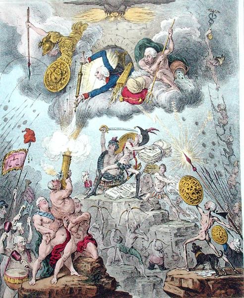 Konföderierte Koalition, oder Die Riesen stürmen den Himmel von James Gillray