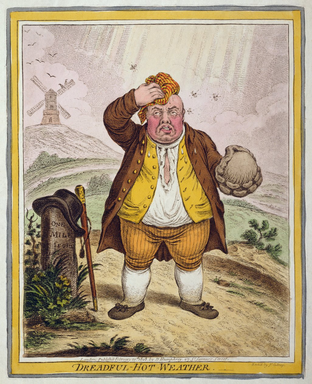Schrecklich heißes Wetter, veröffentlicht von Hannah Humphrey im Jahr 1808 von James Gillray