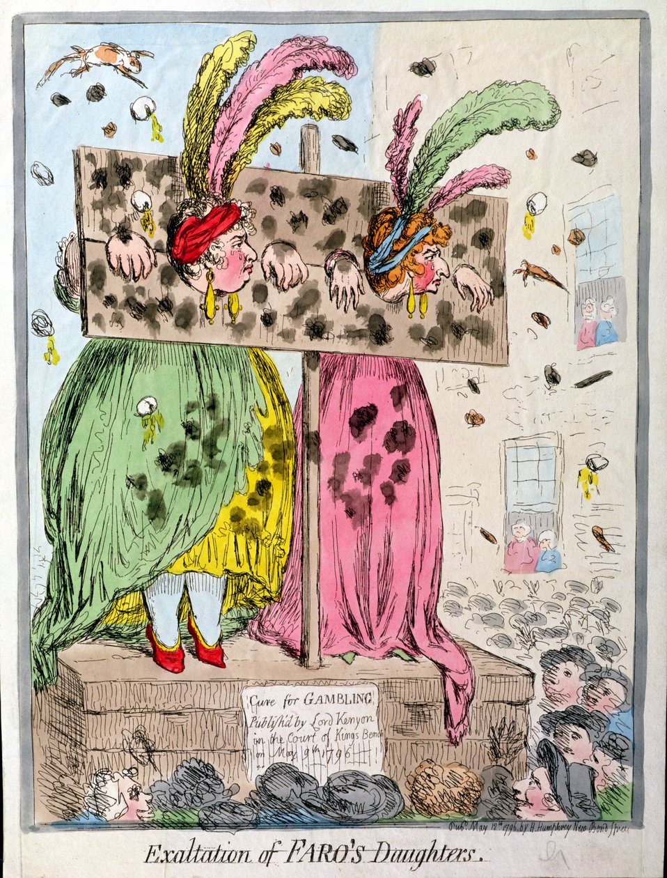 Erhöhung der Töchter Faros, veröffentlicht von Hannah Humphrey 1796 (handkolorierte Radierung) von James Gillray