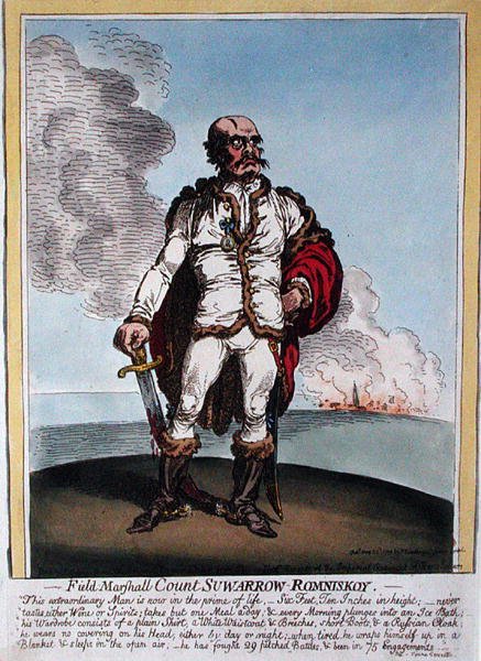 Feldmarschall Graf Suwarrow-Rominiskoy (1729-1800), veröffentlicht von Hannah Humphrey im Jahr 1799 von James Gillray