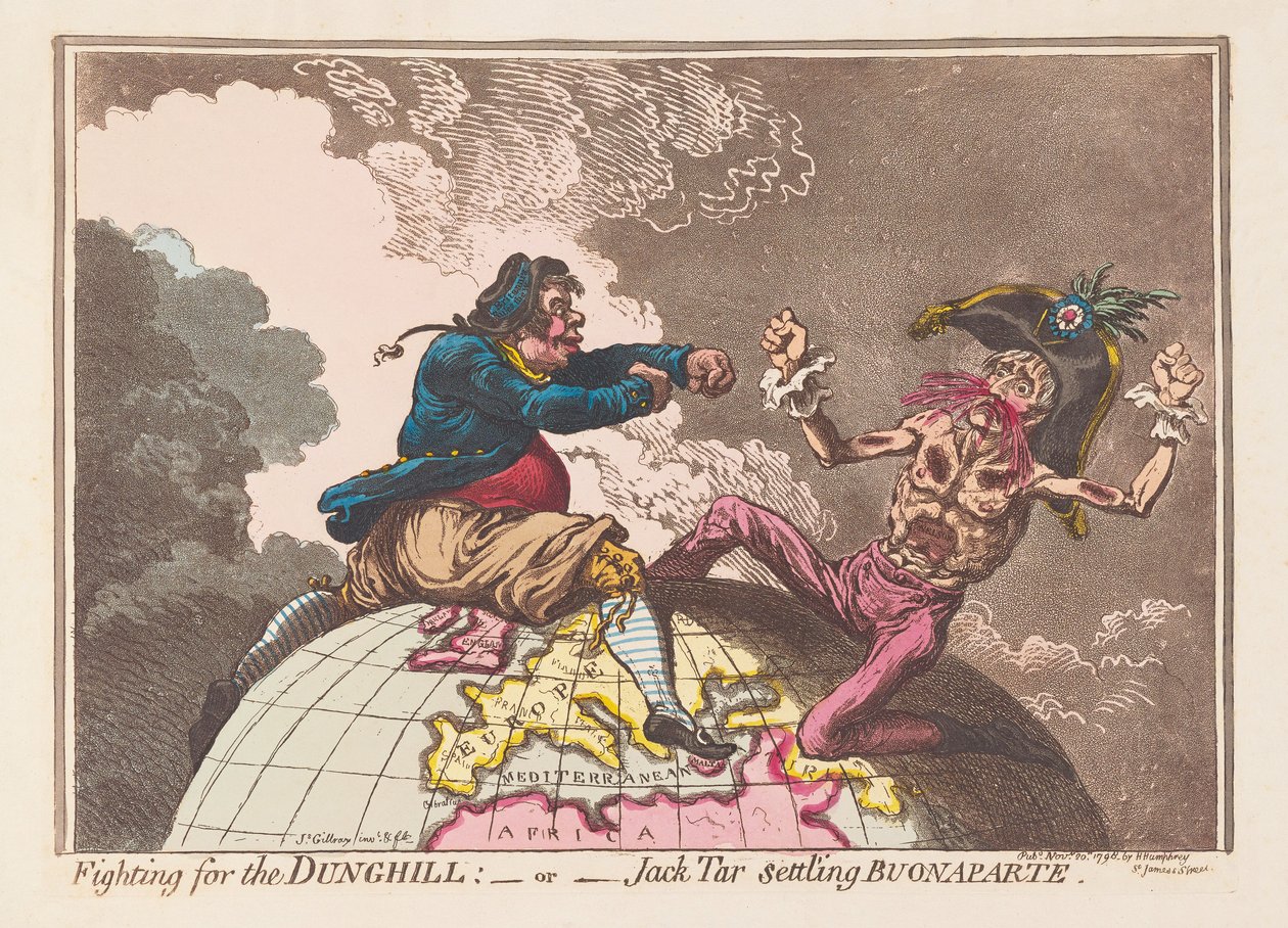 Kampf um den Misthaufen oder Jack Tar besiegt Buonaparte, veröffentlicht 1798 von James Gillray