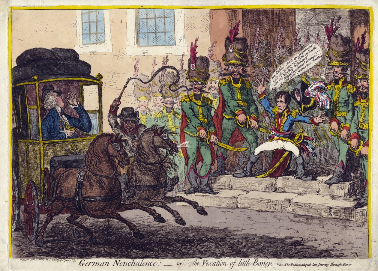 DEUTSCHE NONCHALANCE – ODER DER ÄRGER DES KLEINEN BONEY. 1803 von James Gillray