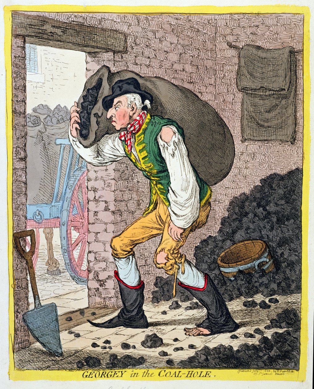 Georgey im Kohlenloch, veröffentlicht von Hannah Humphrey, 1801 von James Gillray
