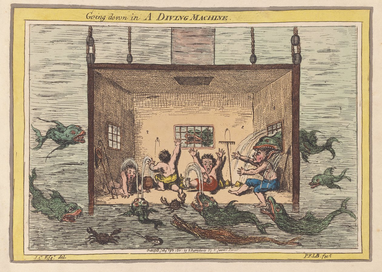 Abstieg in einer Tauchmaschine von James Gillray