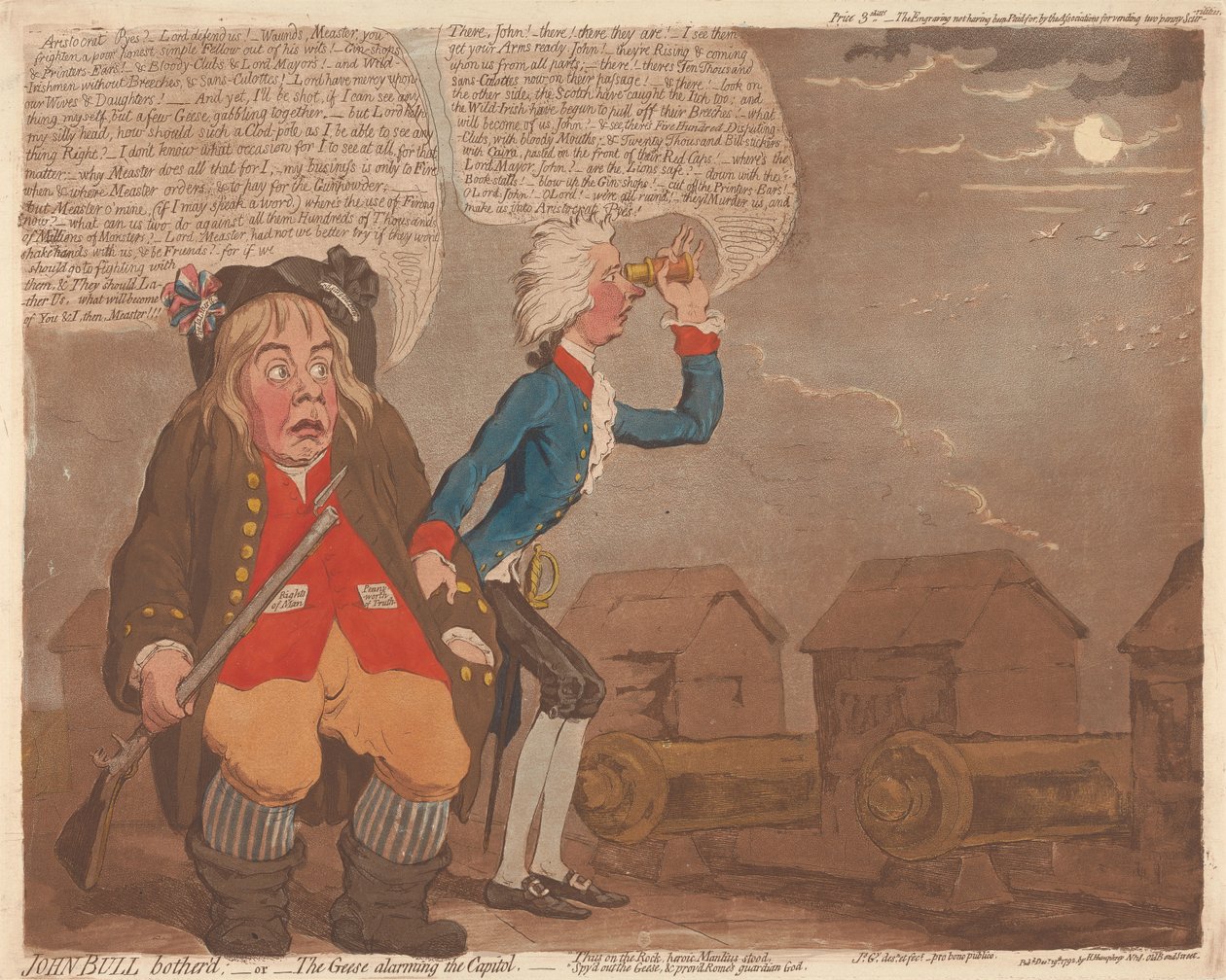 John Bull gestört; - oder - Die Gänse alarmieren das Kapitol von James Gillray