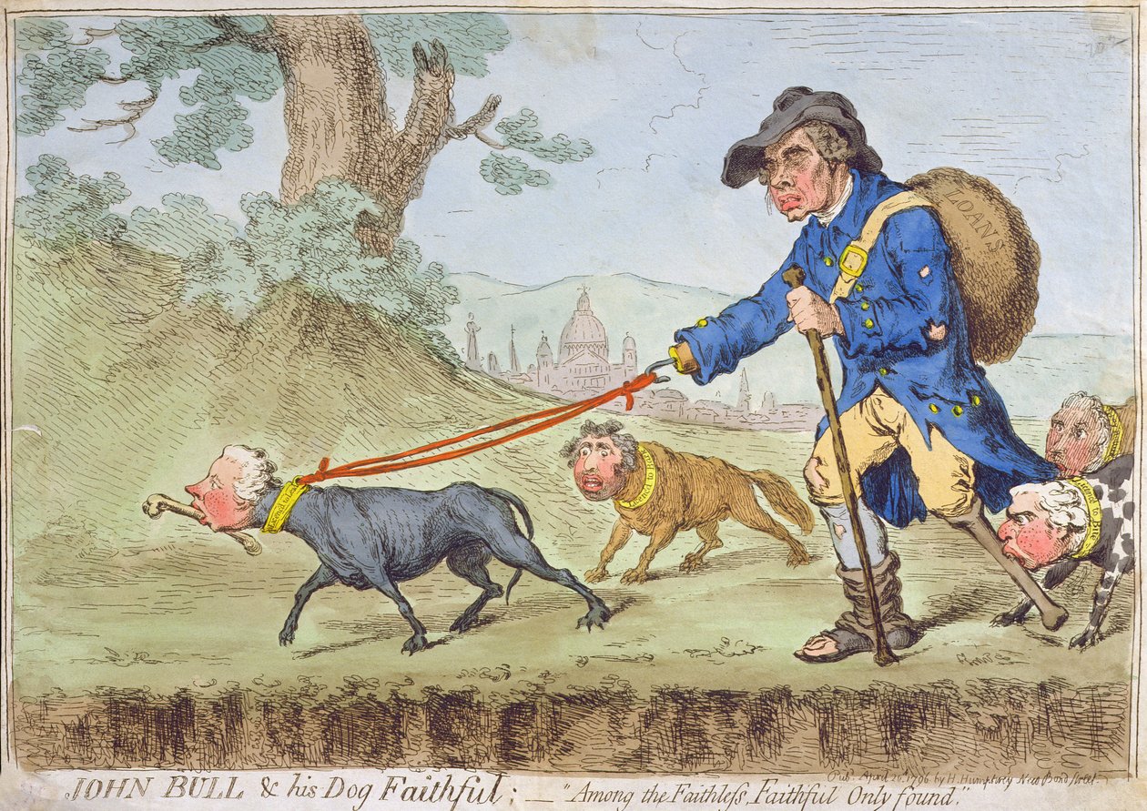 John Bull und sein treuer Hund, veröffentlicht von Hannah Humphrey 1796 von James Gillray