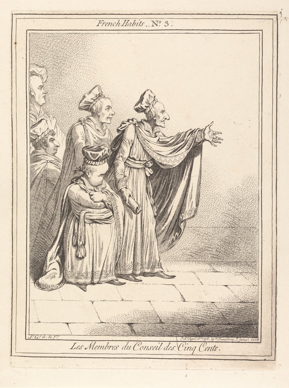 Die Mitglieder des Rates der Fünfhundert. Französische Gewohnheiten Nr. 3 von James Gillray
