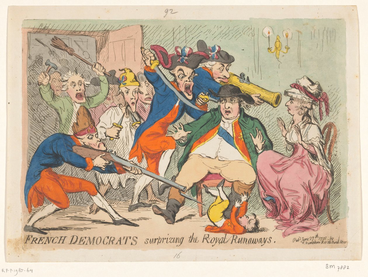 Ludwig XVI. und Marie Antoinette während ihrer Flucht, 1791 von James Gillray
